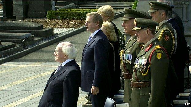 Michael D Higgins and Enda Kenny at ceremony