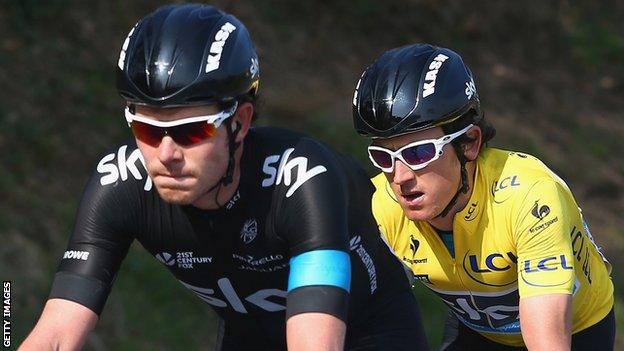 Luke Rowe and Geraint Thomas