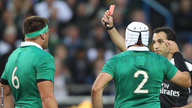 French referee Mathieu Raynal red cards CJ Stander in the first Test in Cape Town