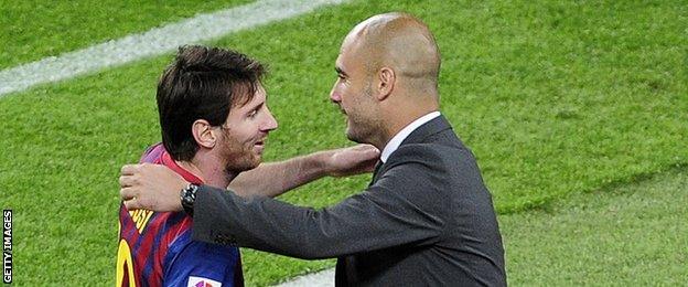 Lionel Messi and Pep Guardiola