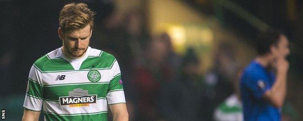 Celtic's Stuart Armstrong looks downhearted against Molde