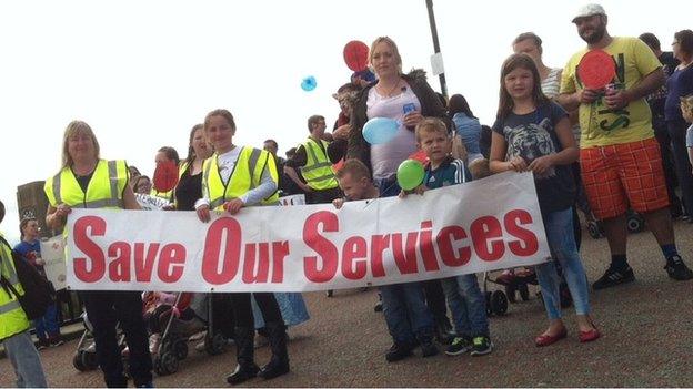 Campaigners protesting against plans to change maternity services in Rhyl