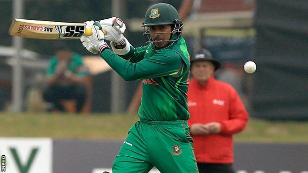 Tamim Iqbal plays a cut shot at Malahide