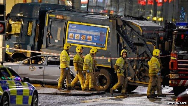 Bin lorry crash scene