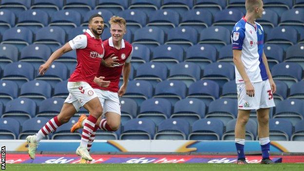 Nahki Wells celebrates scoring against Blackburn