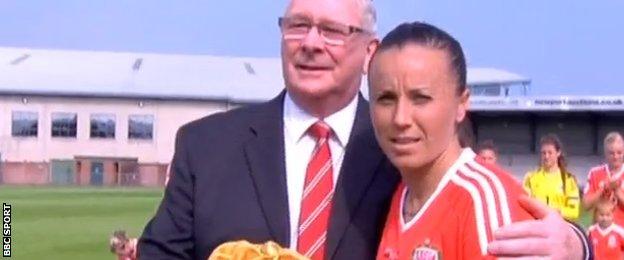 Natasha Harding with FAW president David Griffiths