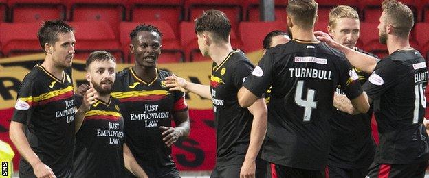 Partick Thistle's Steven Lawless (second left)