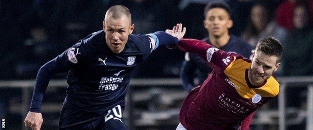 Dundee's Kenny Miller (left) in action against Queen of the South