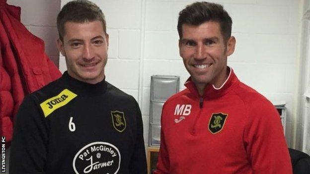 Spas Georgiev with Livingston manager Mark Burchill