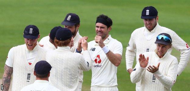 James Anderson celebrates a wicket