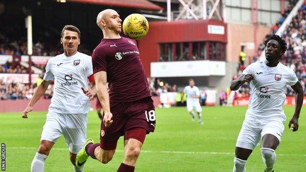 Connor Sammon made his debut for Hearts