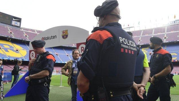 Police at the Nou Camp