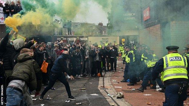 Manchester United's game against Liverpool was postponed after fans protests at Old Trafford