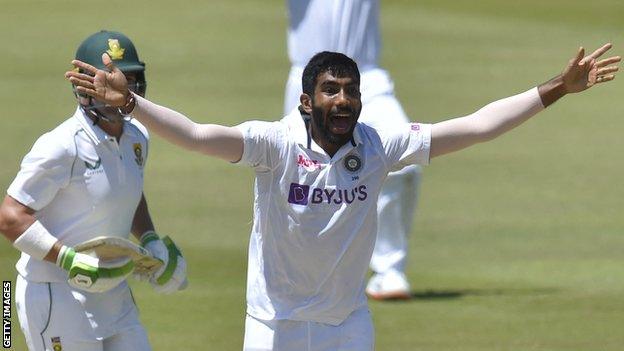 India's Jasprit Bumrah appeals