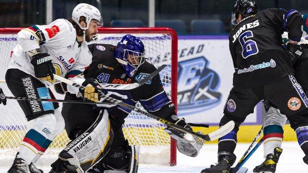 Belfast on the attack during Wednesday night's game in Scotland