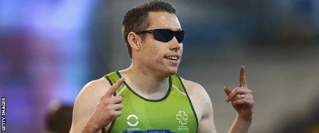 Jason Smyth won the T13 100m title at the 2015 IPC World Championships in Doha