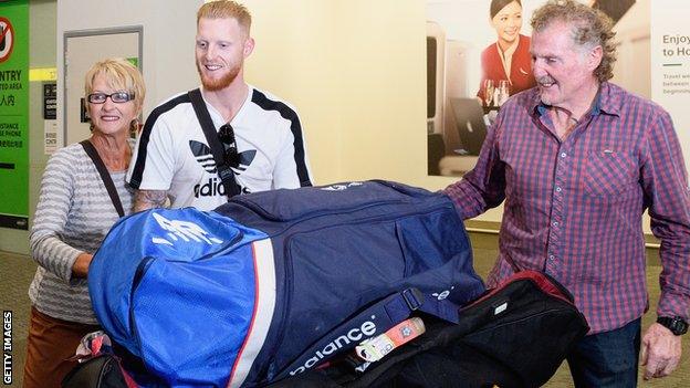 Ben Stokes with his parents