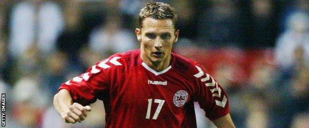 Peter Lovenkrands in action for Denmark