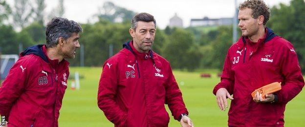 Rangers manager Pedro Caixinha and his coaching team