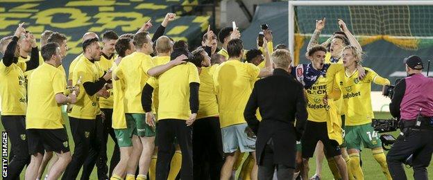 Norwich players celebrate