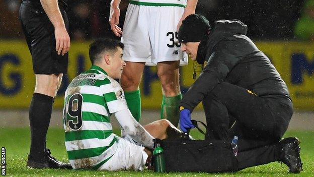 Johnston was forced off in the second half against St Johnstone with a knee injury