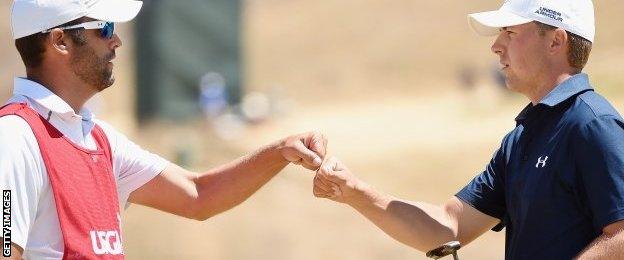 Jordan Spieth and his caddie