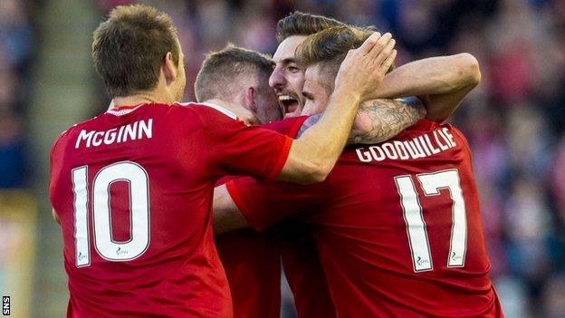 Aberdeen players celebrating