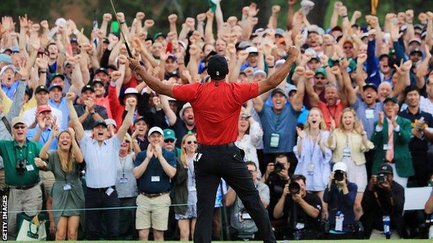 Augusta patrons celebrate Woods' victory