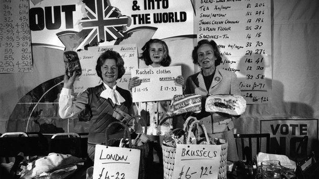 Barbara Castle campaigning for "Out" in the 1975 referendum