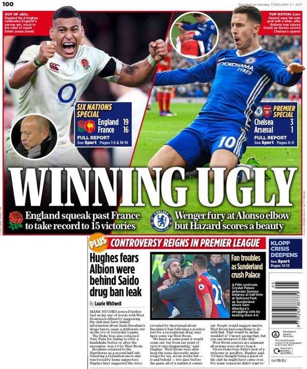 The back page of the Mail on Sunday