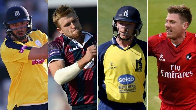 James Vince, David Willey, Ian Bell and James Faulkner