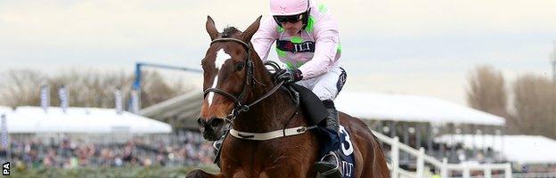 Min, ridden by Ruby Walsh, wins the JLT Melling Steeple Chase