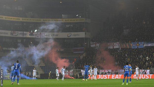 West Ham fans in Genk