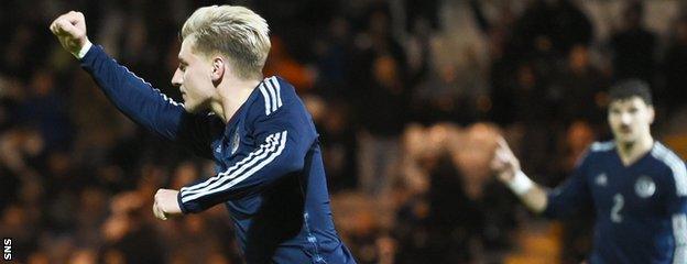 Hibernian's Jason Cummings was on the score-sheet for Scotland