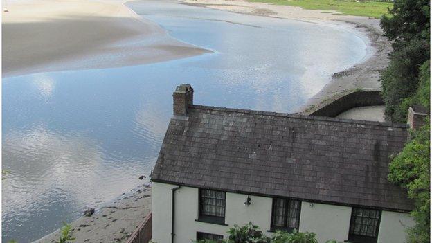 A view of the estuary looking down on poet Dylan Thomas' boathouse in Laugharne, Carmarthenshire taken by Emma Parkes.