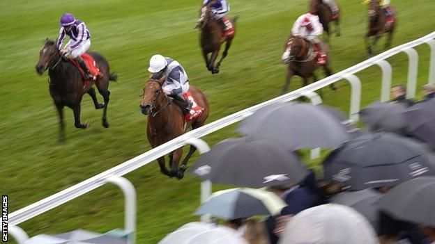 Circus Maximus (right) wins the Dee Stakes at Chester