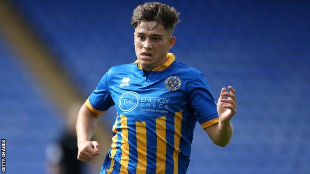 Daniel James in action for Shrewsbury Town