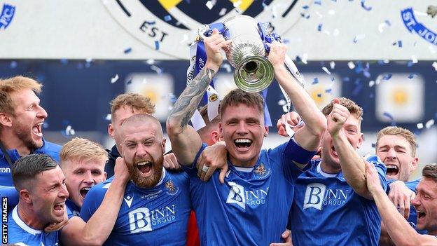 Jason Kerr (centre) initially joined St Johnstone as a 17-year-old and leaves as their most successful captain, having won a cup double with the club last season