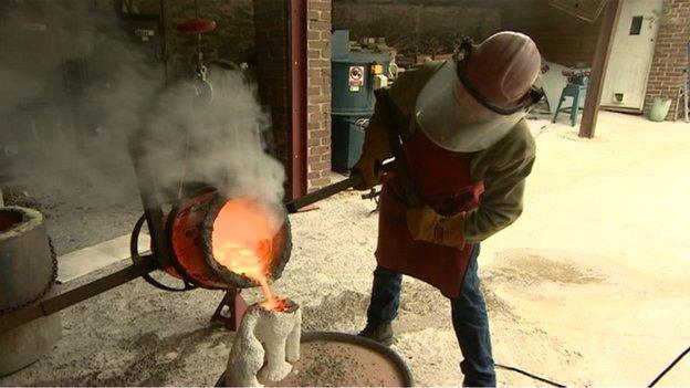 Smelting a statue