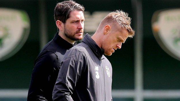 Ruaidhri Higgins and former Republic winger Damien Duff are part of Kenny's backroom team