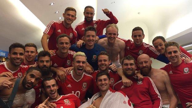 Wales celebrate their win over Northern Ireland