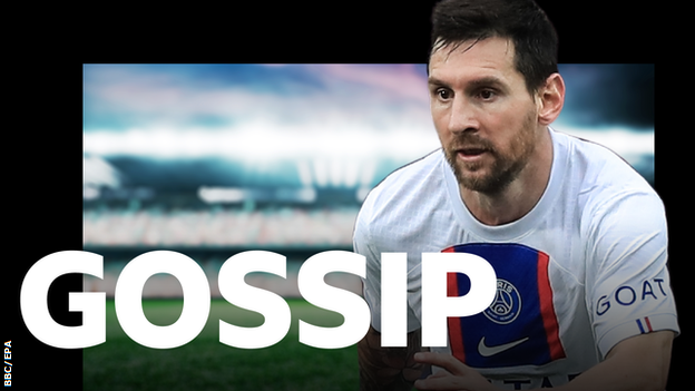 Lionel Messi with the BBC Sport gossip logo