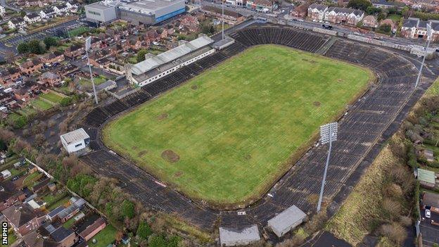 An Ariel view of Casement Park