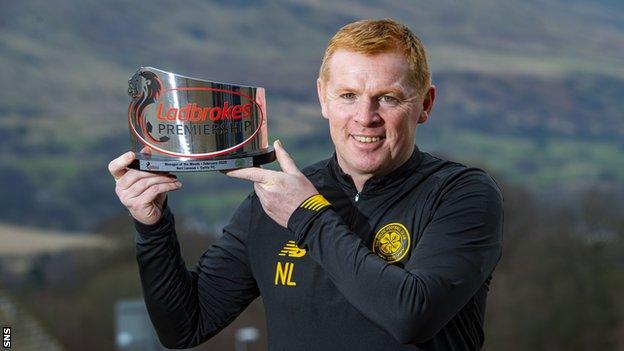 Celtic's Neil Lennon was named Premiership manager of the month for February