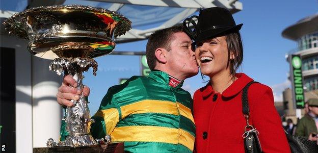 Barry Geraghty celebrates victory with his wife, Paula