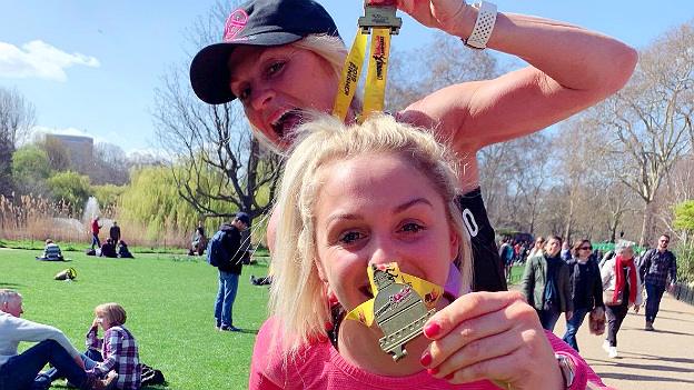 Aimee Fuller and her mum at the London Landmarks half marathon