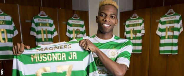 Chelsea's Charly Musonda arrives at Celtic Park