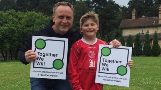 Jude, who has cerebral palsy, and his father Tony.