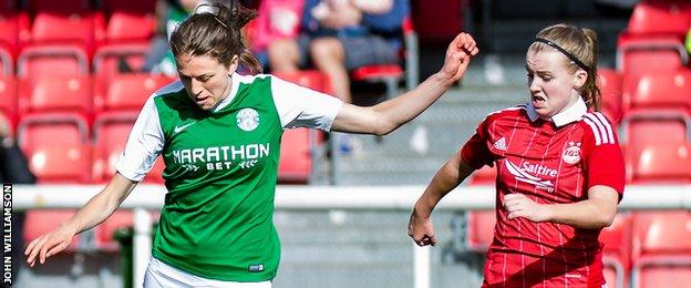 Lizzie Arnot (left) of Hibernian Ladies