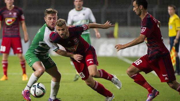 Action from the second leg of Videoton v THe New Saints.